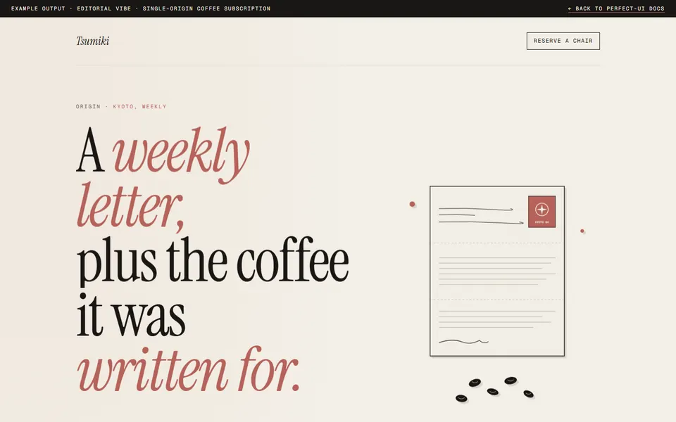 Tsumiki — editorial coffee landing preview