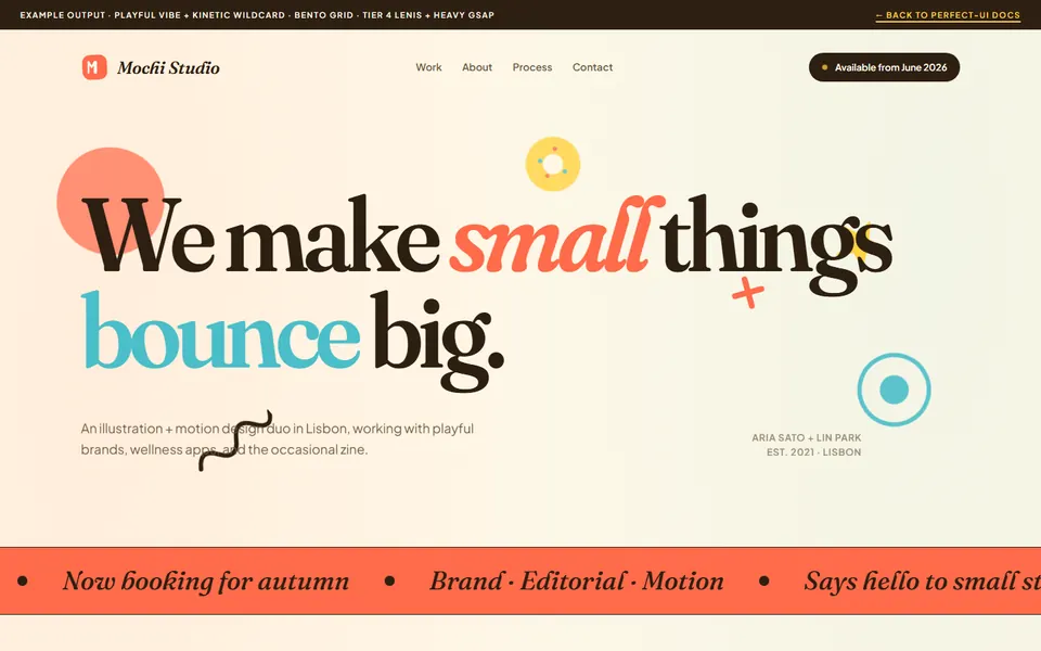 Mochi Studio — playful illustration portfolio preview